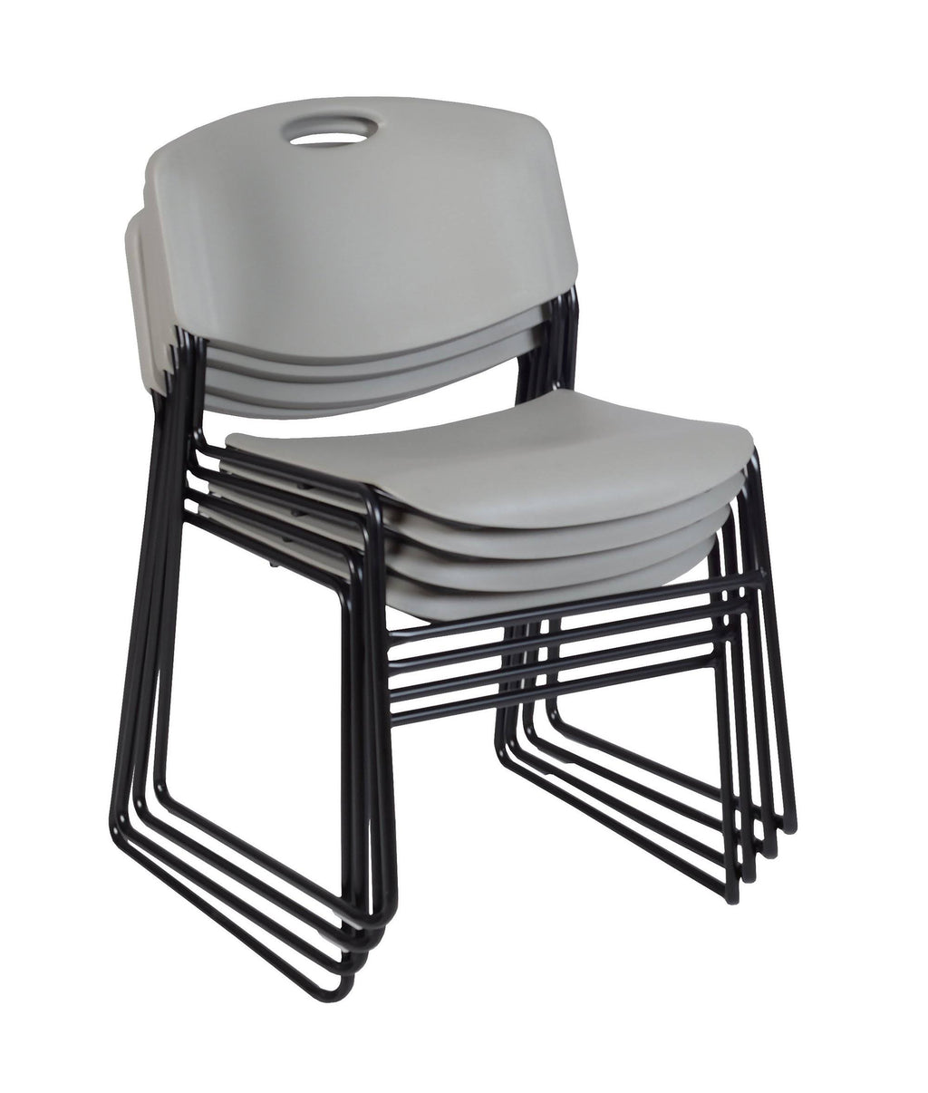 Maple Square Breakroom Table & 4 Grey Stack Chairs E475792