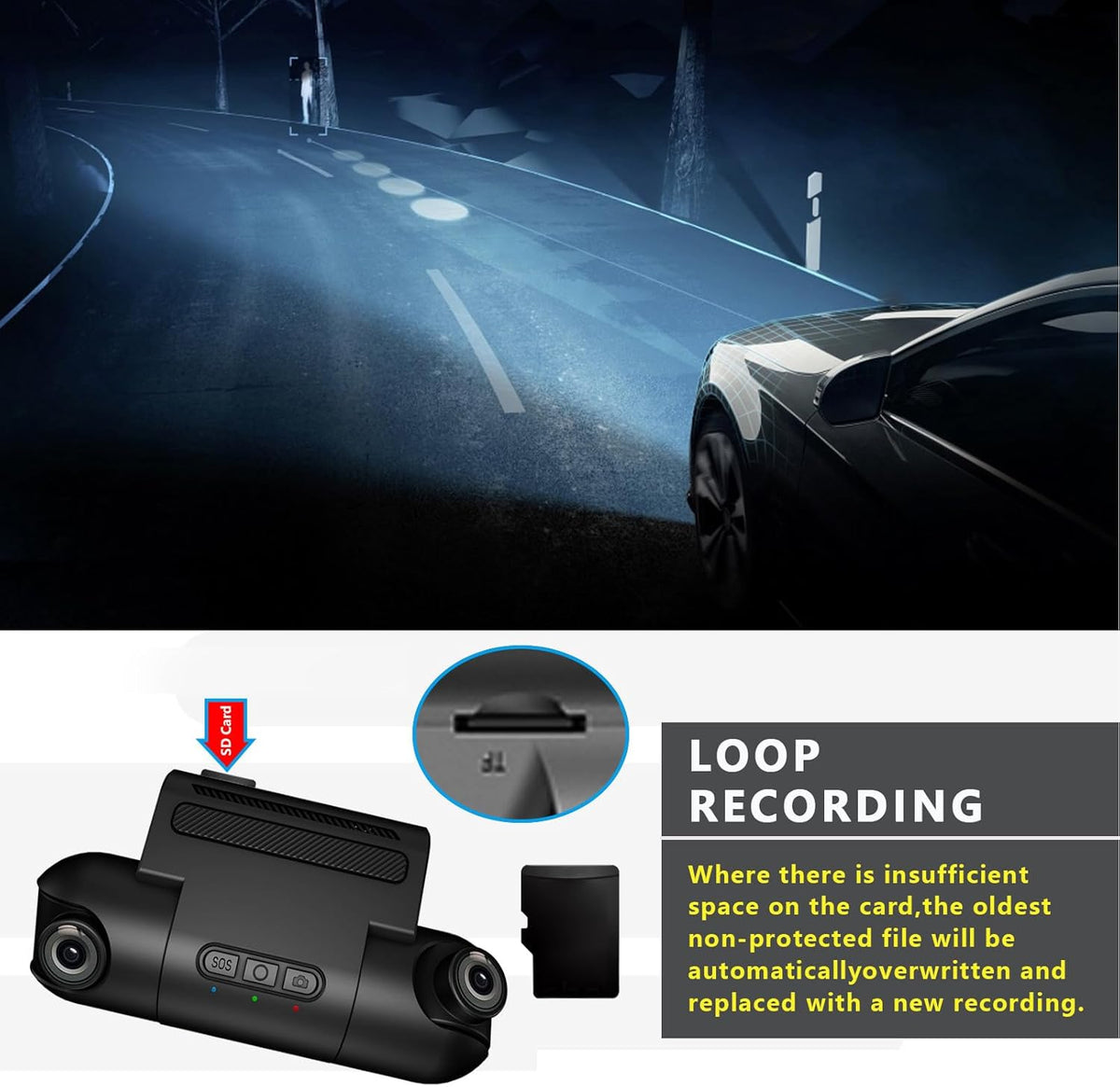 1080P FHD Front and Rear Dash Cam with 170° Wide Angle L78915
