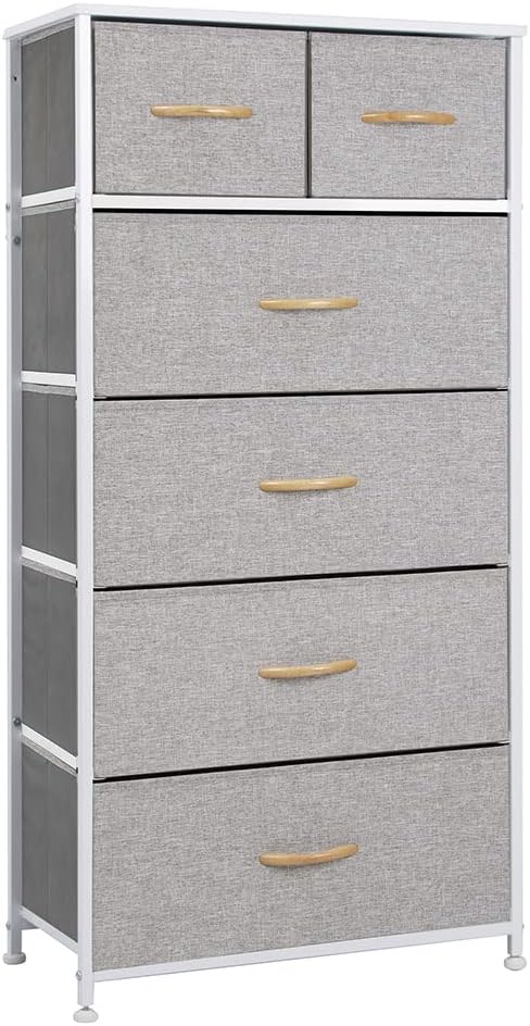Gray 6 Drawer Fabric Storage Tower V74185