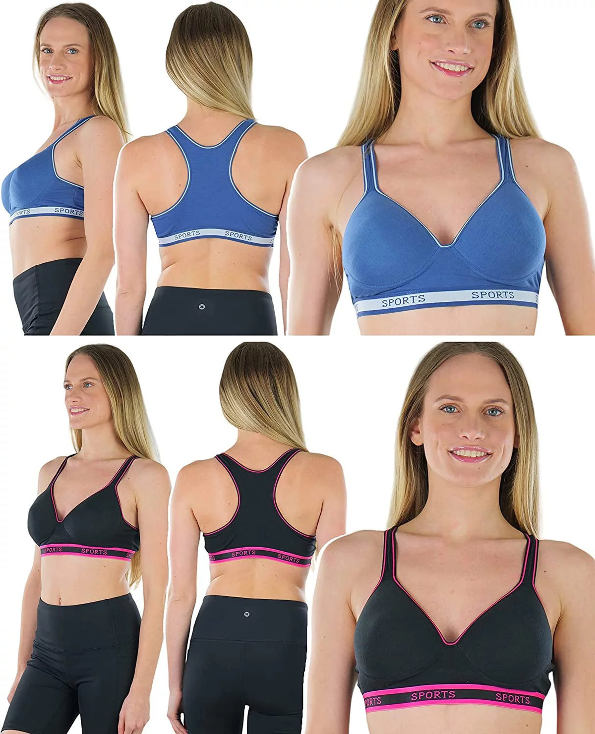 Pack of 6 Assorted Print Sports Bras Z923962