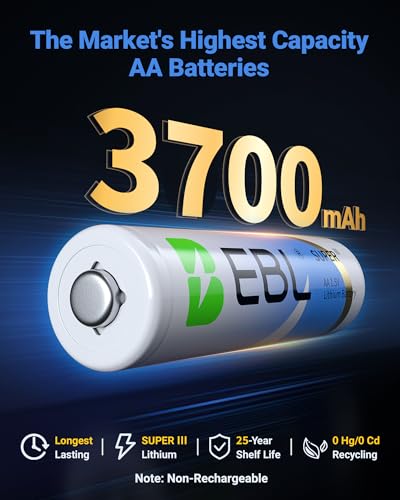 12 Pack 1.5V 3700mAh AA Lithium Batteries Z61864