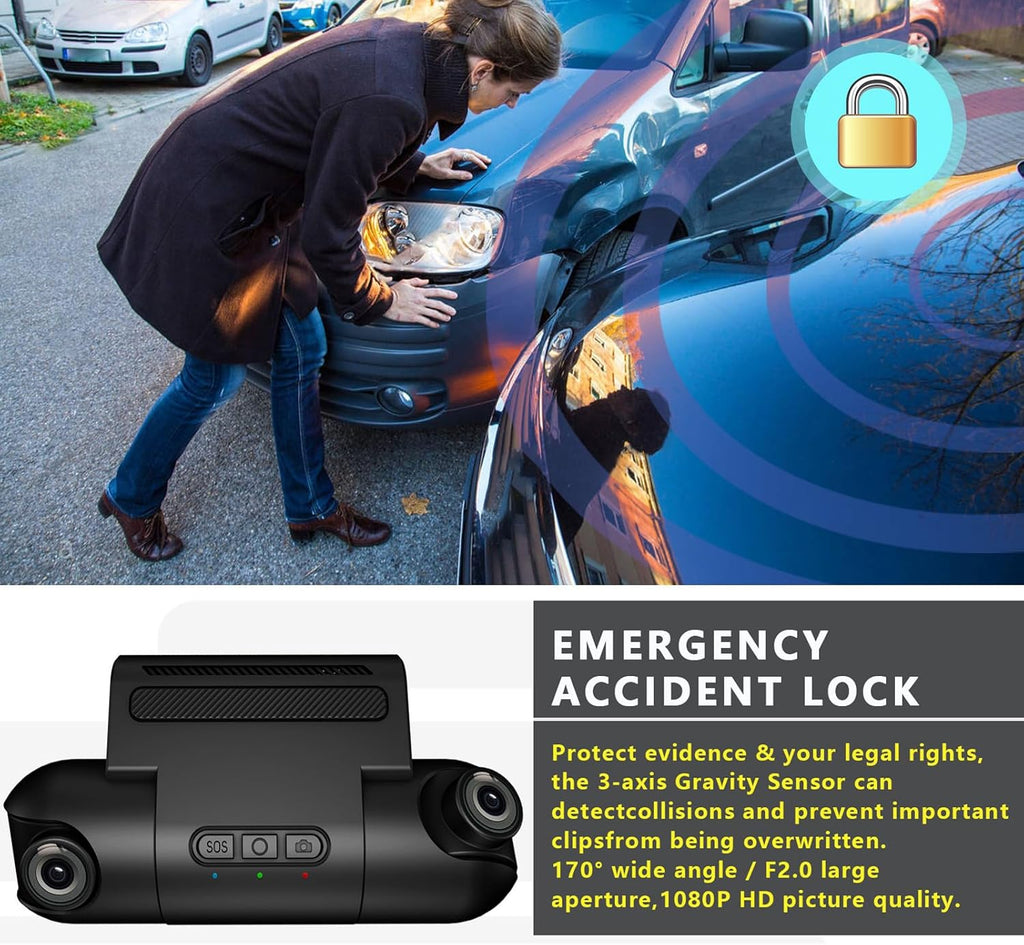 1080P FHD Front and Rear Dash Cam with 170° Wide Angle L78915