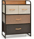 4 Drawer Fabric Dresser with Steel Frame and Wooden Top K573