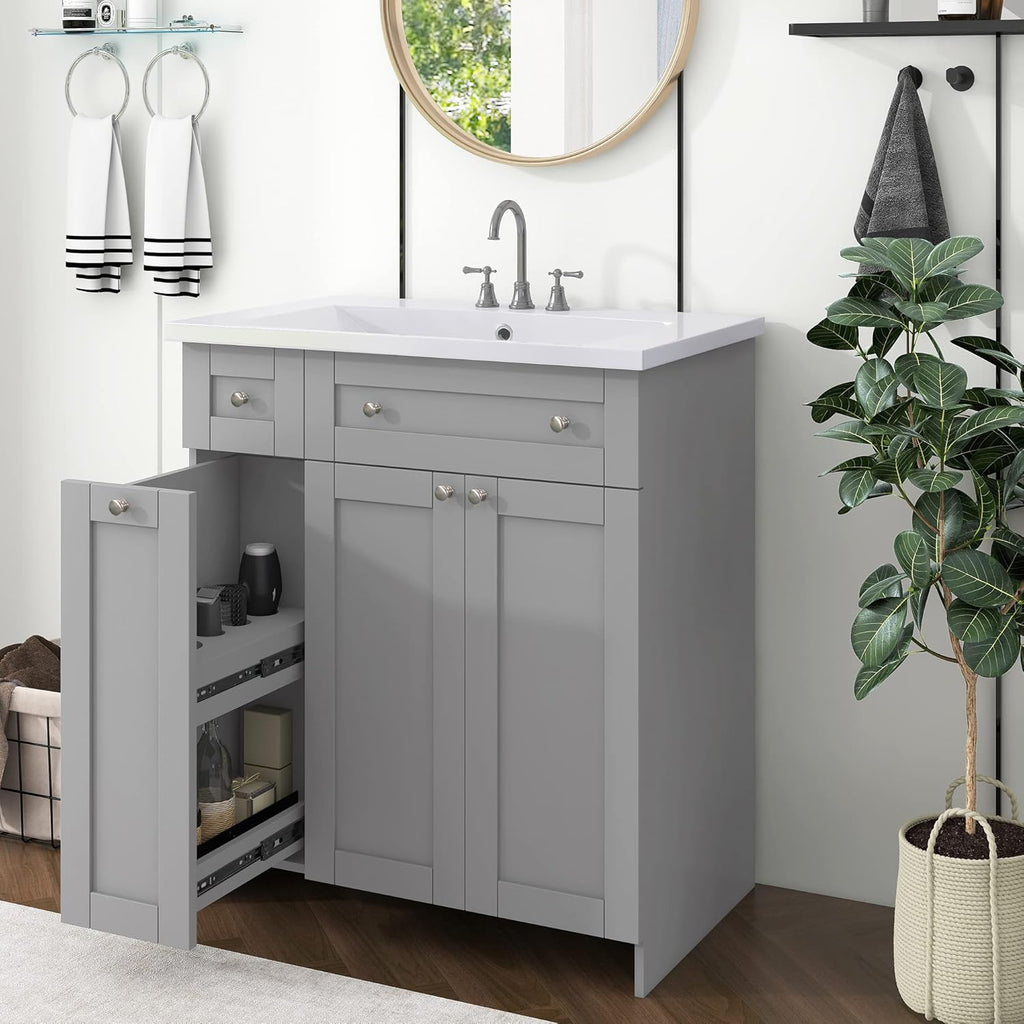 30" Grey Bathroom Vanity with Single Sink M907