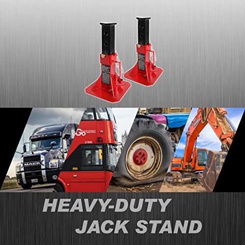 12 Ton Heavy Duty Pin Style Adjustable Height Automotive Jack Stands, Red, 1 Pair D5822