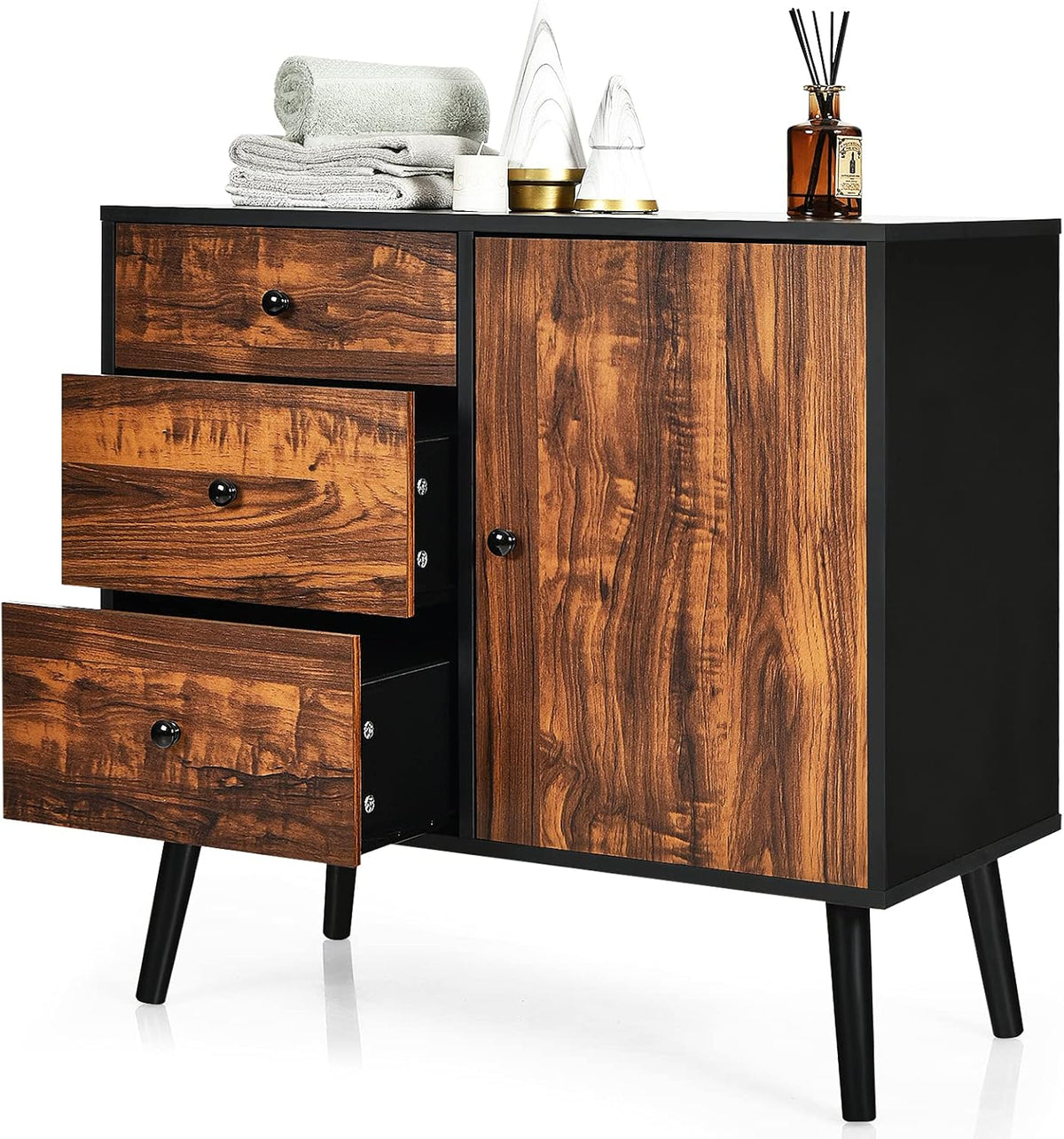 Wood Storage Cabinet with 3 Drawers and 1 Cabinet P4500