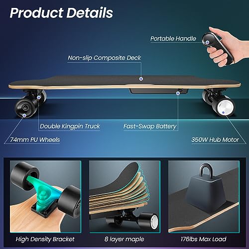 Electric Skateboard with Remote, 350W Brushless Motor E2761
