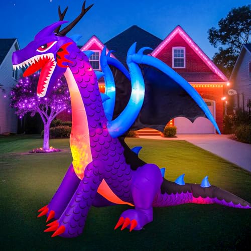 8FT Halloween Inflatables Dragon Decorations with Built-in LED Lights Z598193