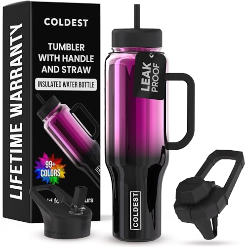 40 oz Stainless Steel Insulated Tumbler with Handle and Straw (3 Lids) L5500