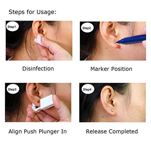 Disposable Self Mixed Colors Ear Piercing Gun Kit Tool (Gold) R79616