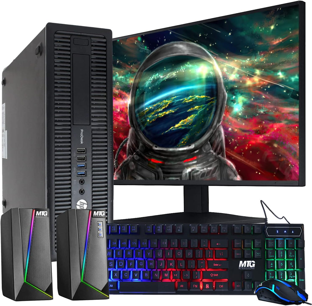Desktop Computer PC, Intel Core i7 4th Gen, 16GB RAM, 1TB HDD, 22 inch Monitor, RGB Speaker, Keyboard Mouse, WiFi Windows 10 Pro 64-Bit (Renewed) H914