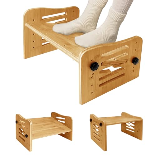 Bamboo Adjustable Under Desk Footrest with 7-Level Adjust R1205