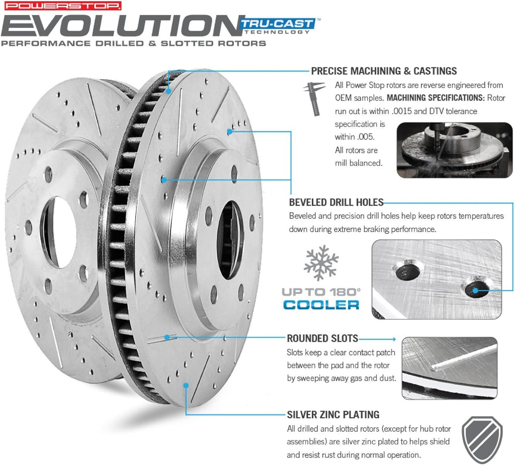 Front and Rear Carbon Fiber Brake Pads with Drilled & Slotted Brake Rotors Kit Z689237