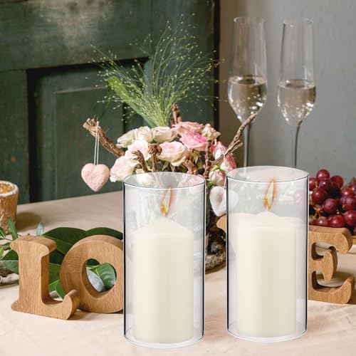 2.5 x 8 Inch Clear Glass Cylinder Candle Holder with Unscented Pillar Candles C311
