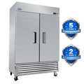54" Commercial Refrigerator 49 Cu.ft 2 Solid Door Reach-In Stainless Steel Upright Fridge A50371