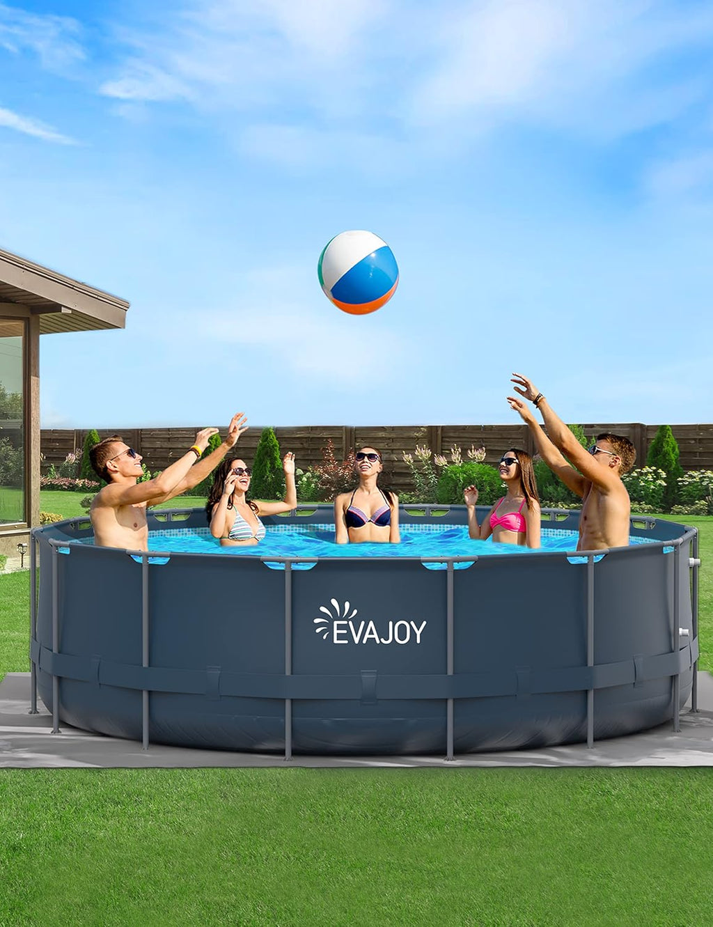 16ft x 48in Round Above Ground Metal Frame Swimming Pool Set with Sand Filter Pump C855869
