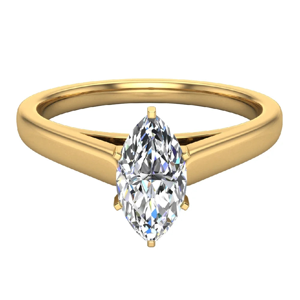 18K Gold Marquise Solitaire Engagement Ring 0.50 Carat GIA Certified Y745478