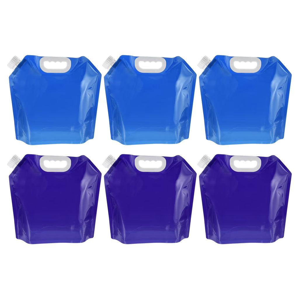 6 Pack Blue & Light Blue Collapsible Water Container Jug W624