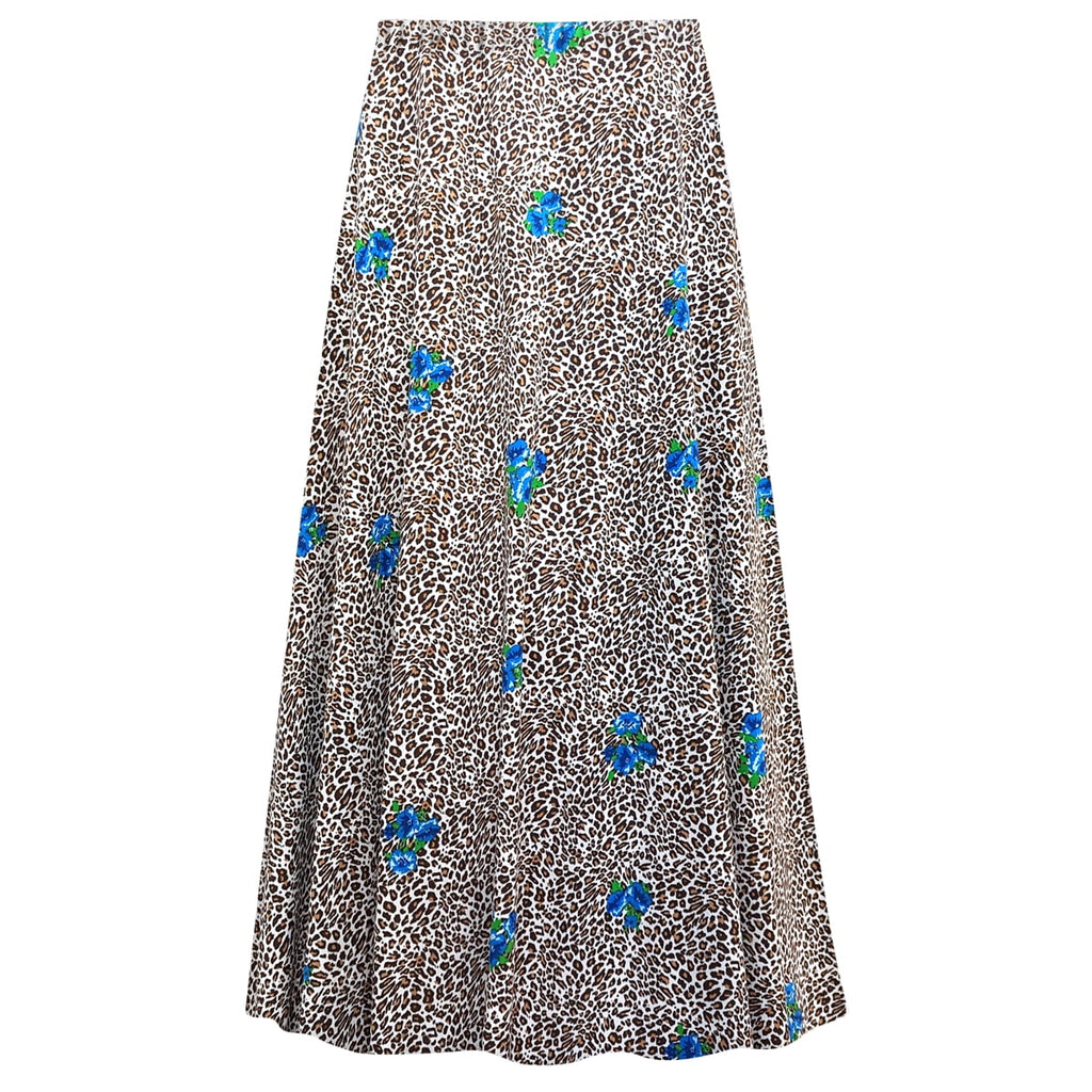 Cheetah Hydrangea Print A-Line Maxi Skirt D300
