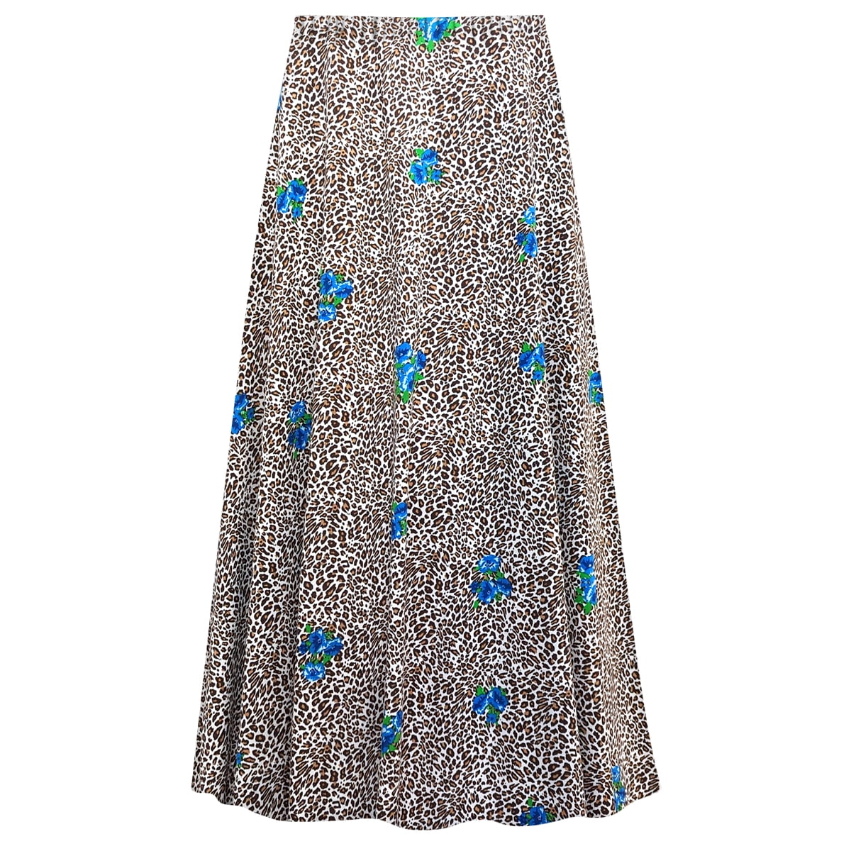 Cheetah Hydrangea Print A-Line Maxi Skirt D300