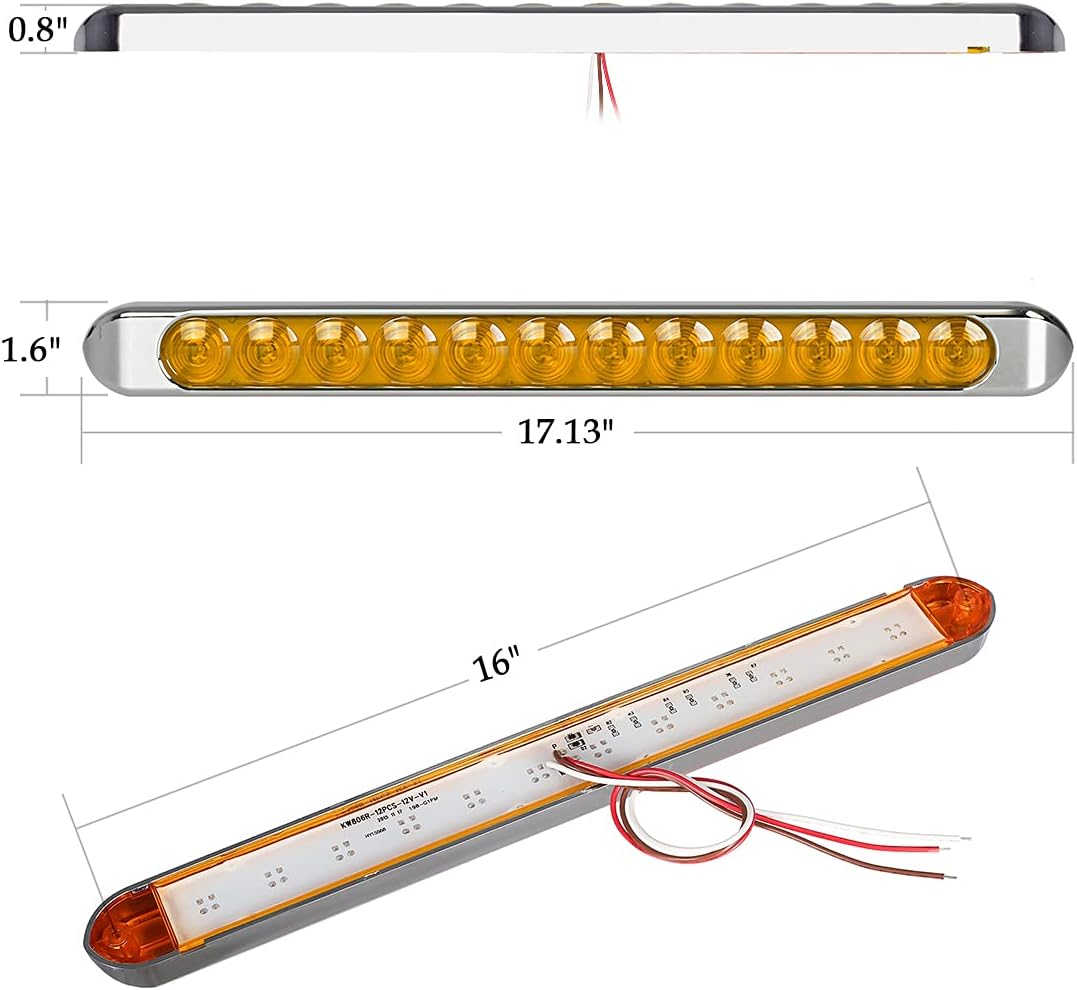 4pcs 17 Inch Chrome LED Trailer Tail Light Bar F214471