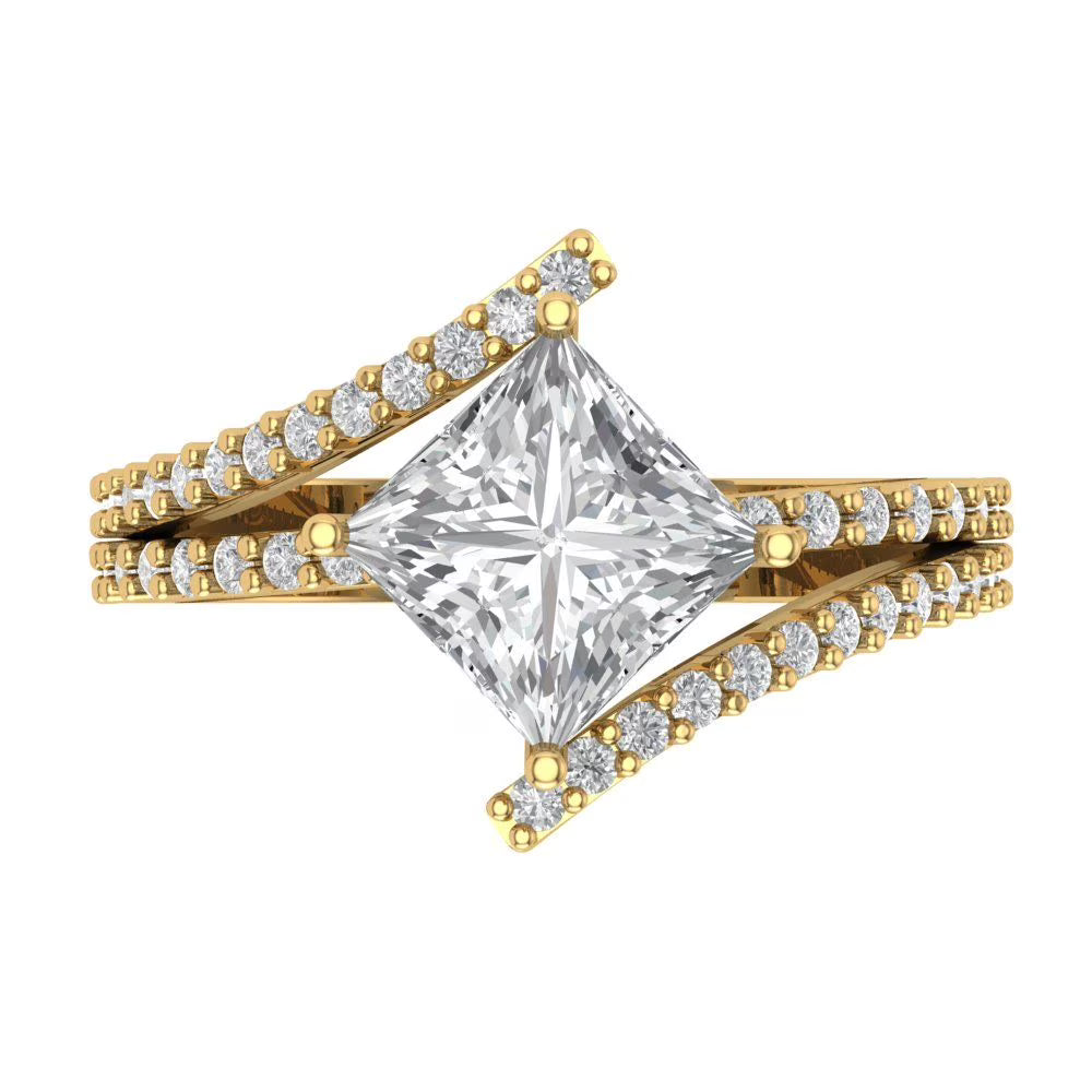 14k Yellow Gold Solitaire Ring with Accents U3803