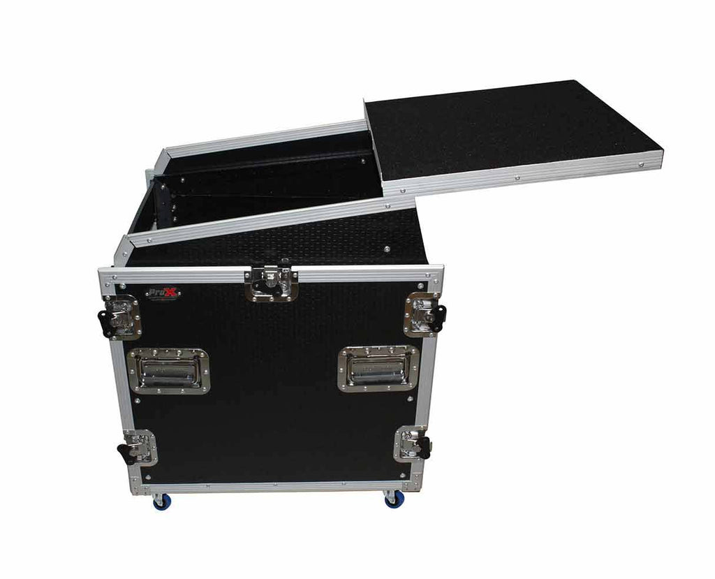 12U Rack Front Load 13U Top Mixer DJ Combo Flight Case with Laptop Shelf and Casters H99278