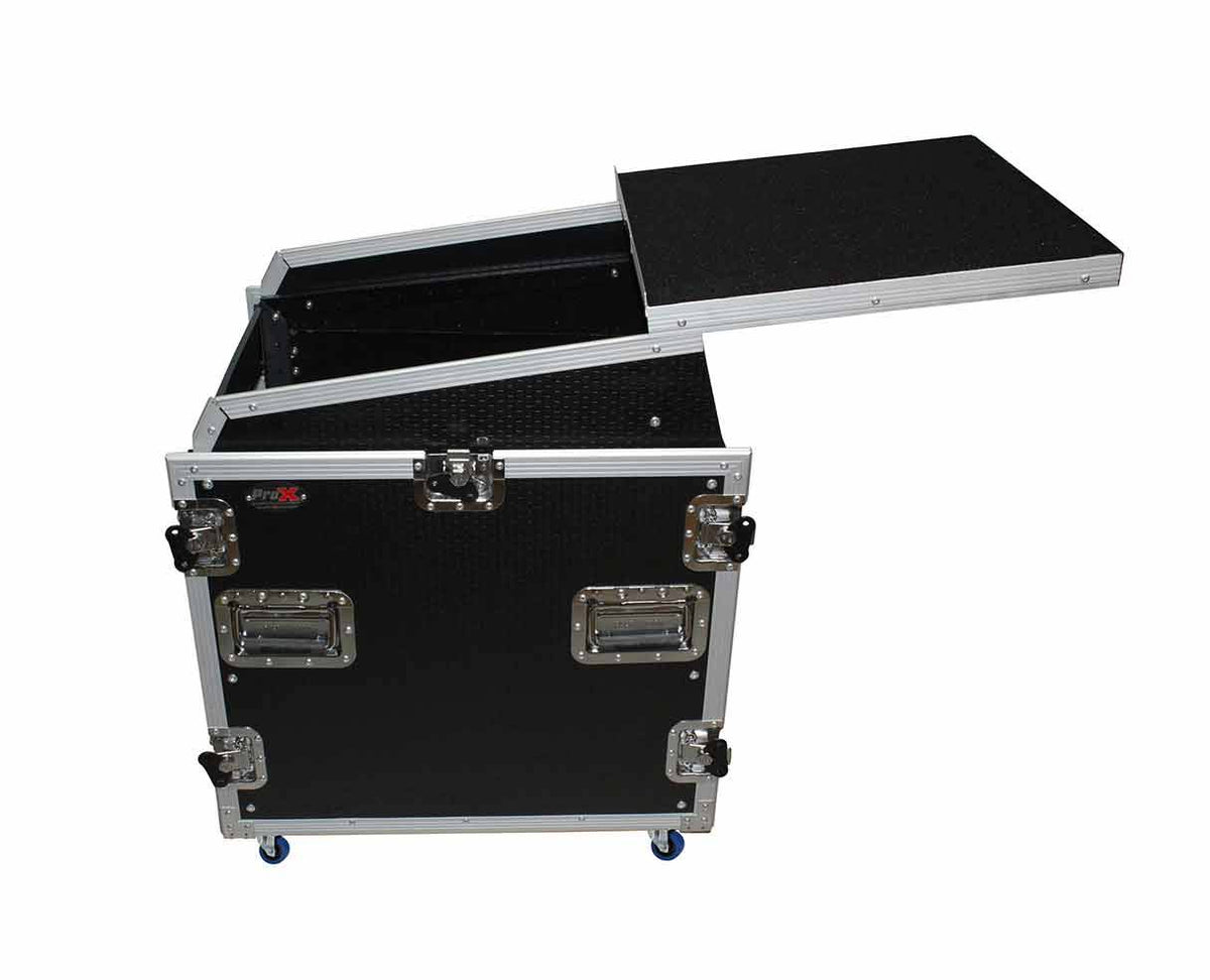 12U Rack Front Load 13U Top Mixer DJ Combo Flight Case with Laptop Shelf and Casters H99278