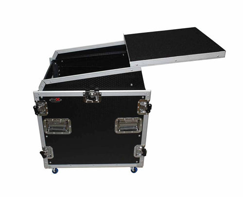 12U Rack Front Load 13U Top Mixer DJ Combo Flight Case with Laptop Shelf and Casters H99278