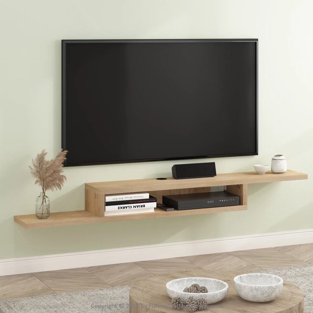 Wall Mounted Floating Media Console, 72 inch, Marcy Oak A9471