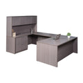66 Inch U-Shape Desk with 2 Drawer File and 4 Door Hutch Z959787