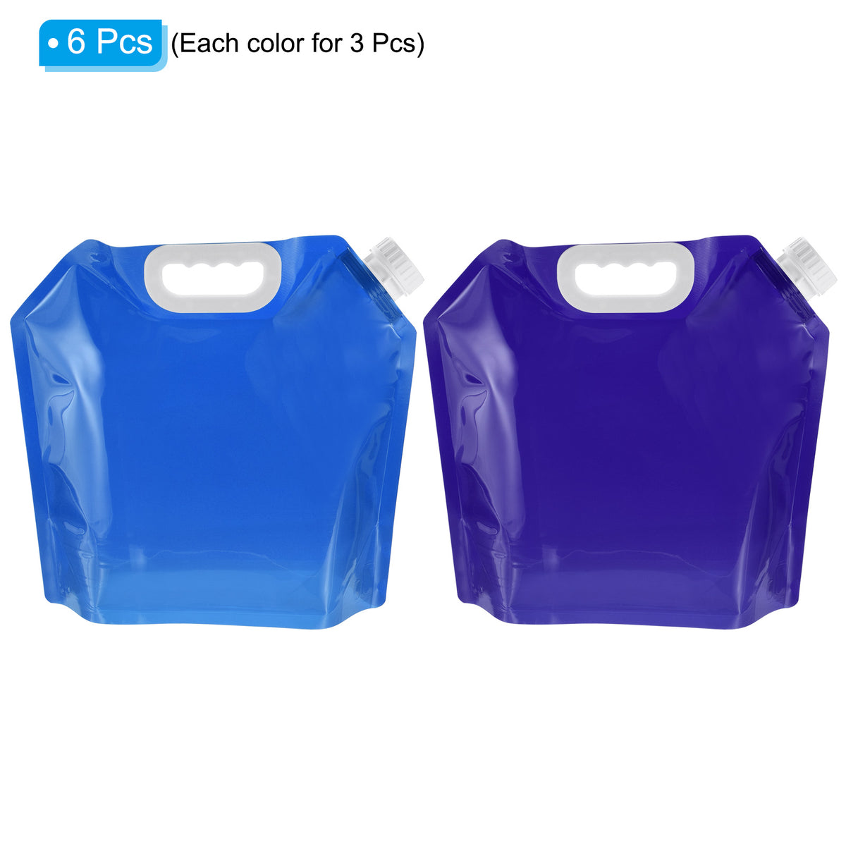 6 Pack Blue & Light Blue Collapsible Water Container Jug W624