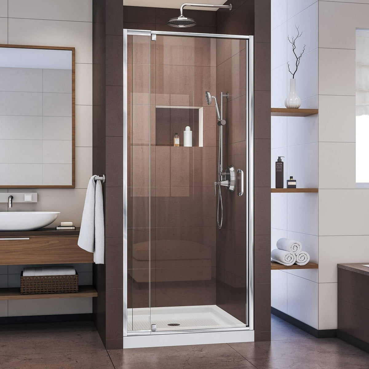 Semi-Frameless Pivot Shower Door in Brushed Nickel R813831