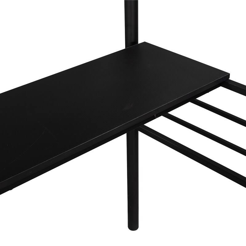 Black Twin Metal Loft Bed Frame with Desk Z479