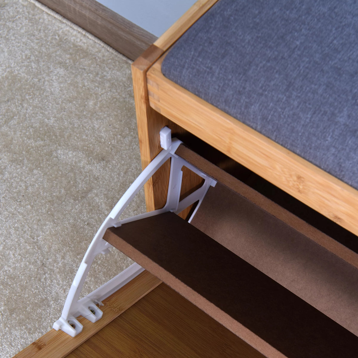 Narrow 2 Tier Bamboo Storage Bench K8480