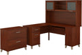 60W L Shaped Desk with Hutch and Lateral File Cabinet G447