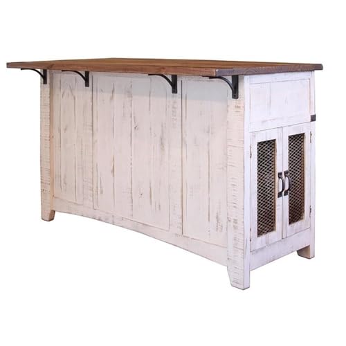 Contemporary Kitchen Island in Distressed White F662