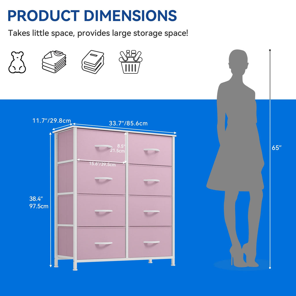 Black 8 Drawer Fabric Dresser U902