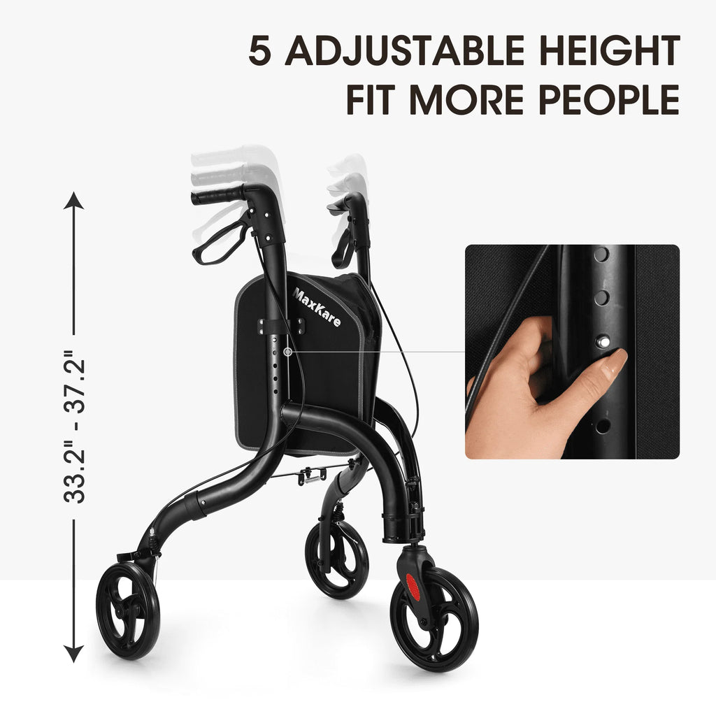 3-Wheel Foldable Rollator Walker with 8'' Wheel U327