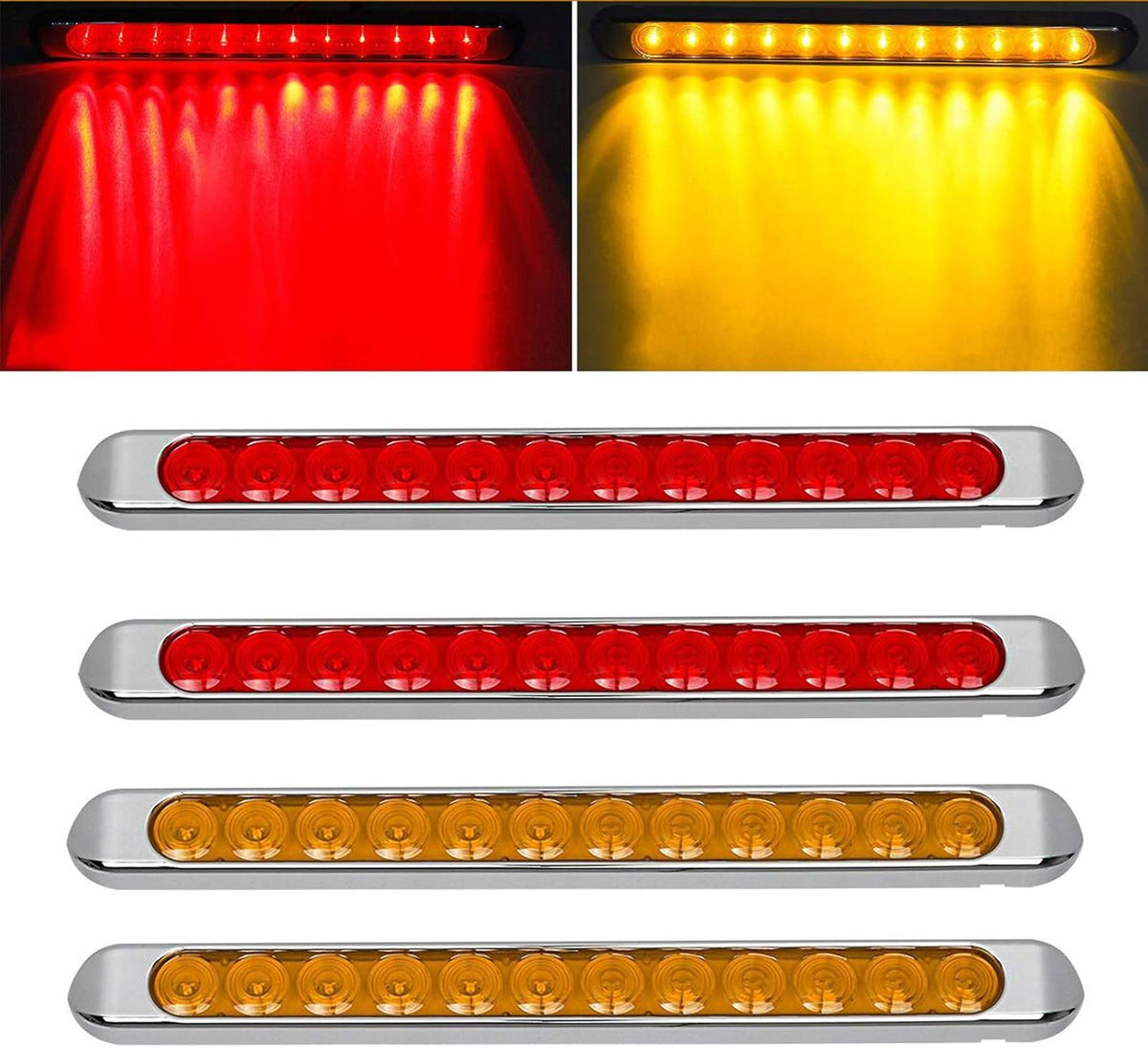4pcs 17 Inch Chrome LED Trailer Tail Light Bar F214471