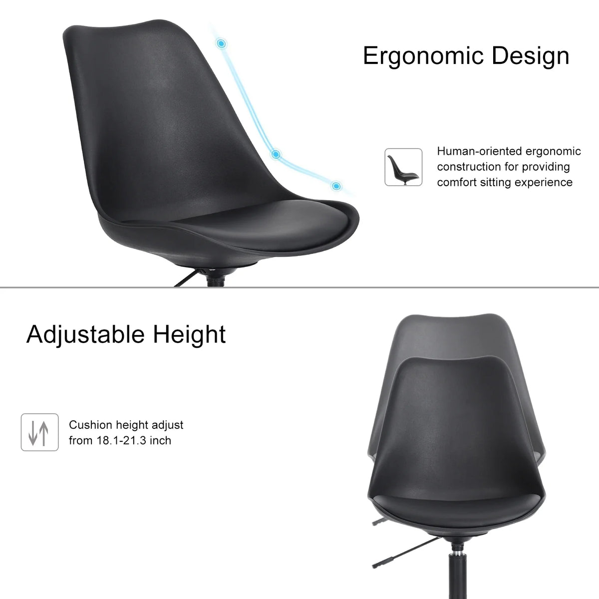 Black Adjustable Height Office Chair W60036