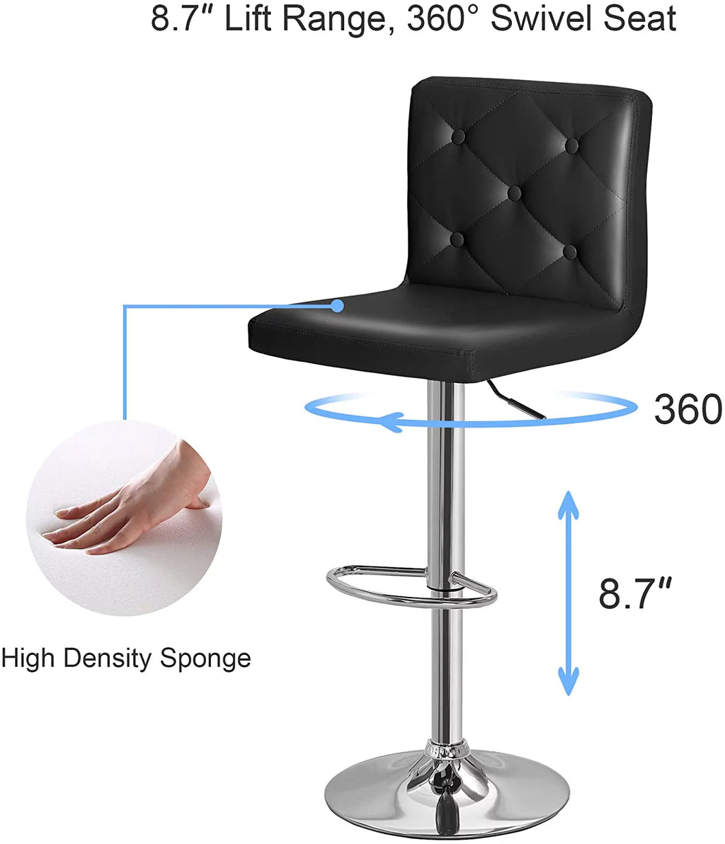 Set of 4 Adjustable Swivel Black Bar Stools R852016