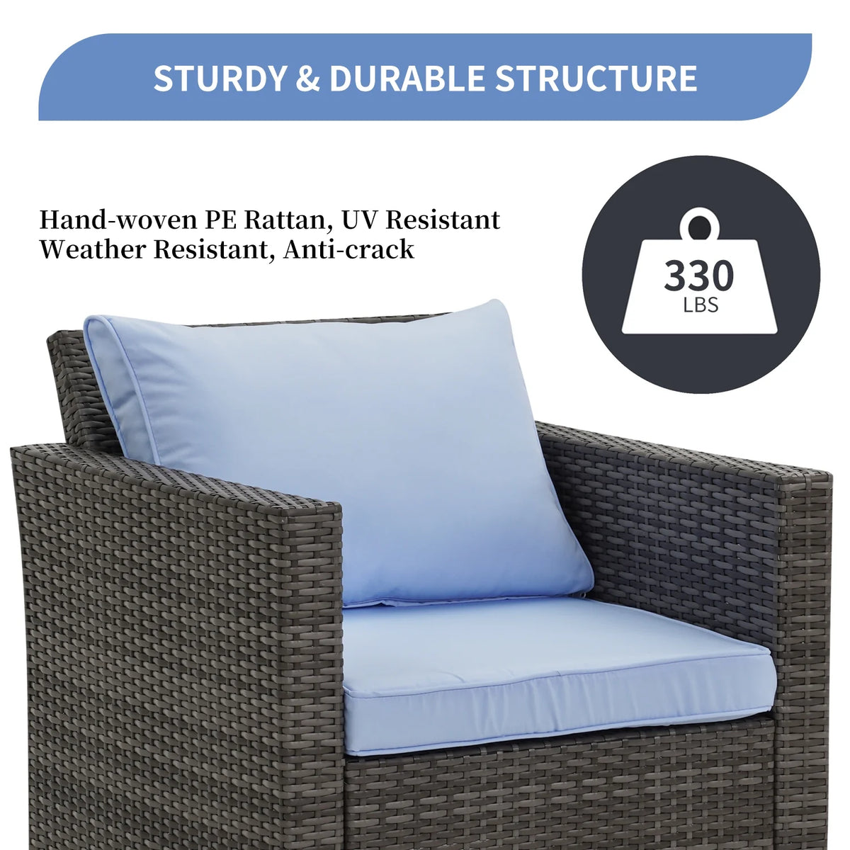 Blue Rattan Wicker Single Chairs V449404