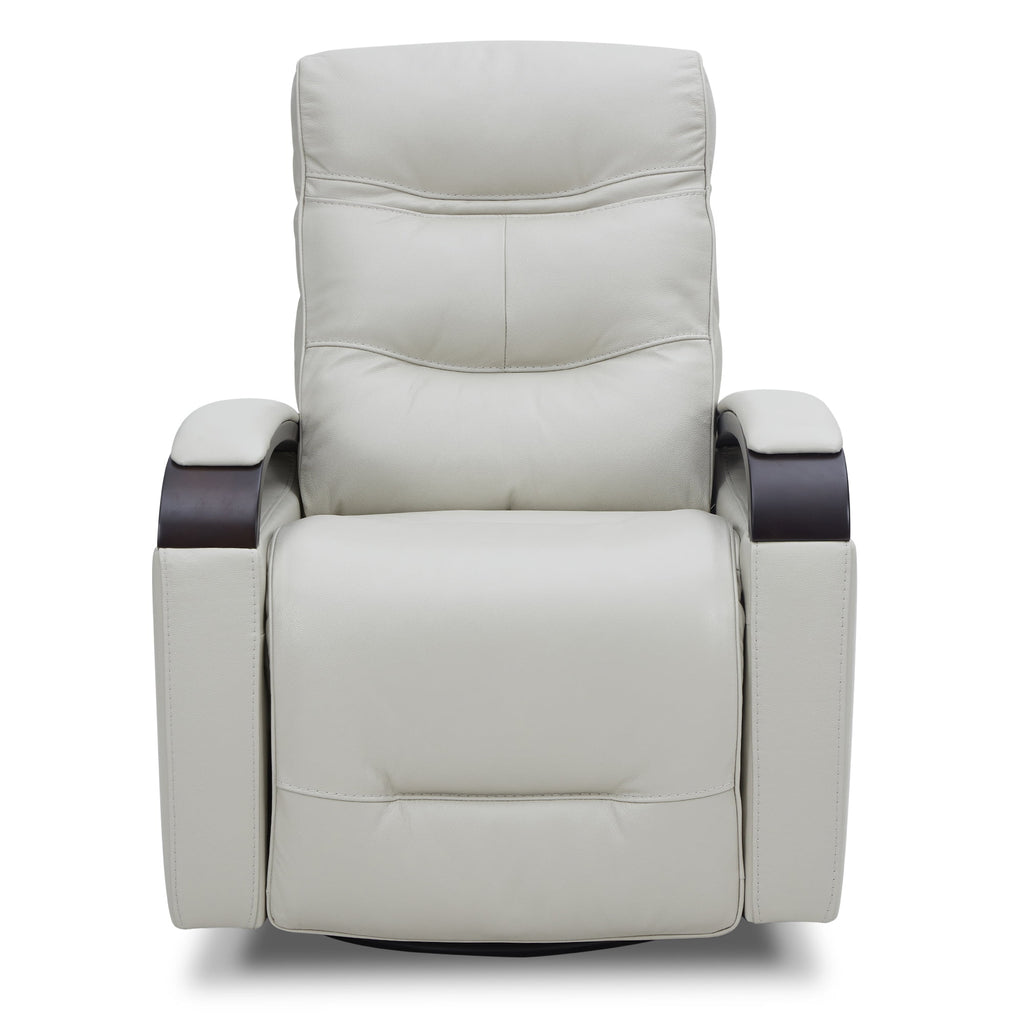 White Leather Power Swivel Glider Recliner Y30517