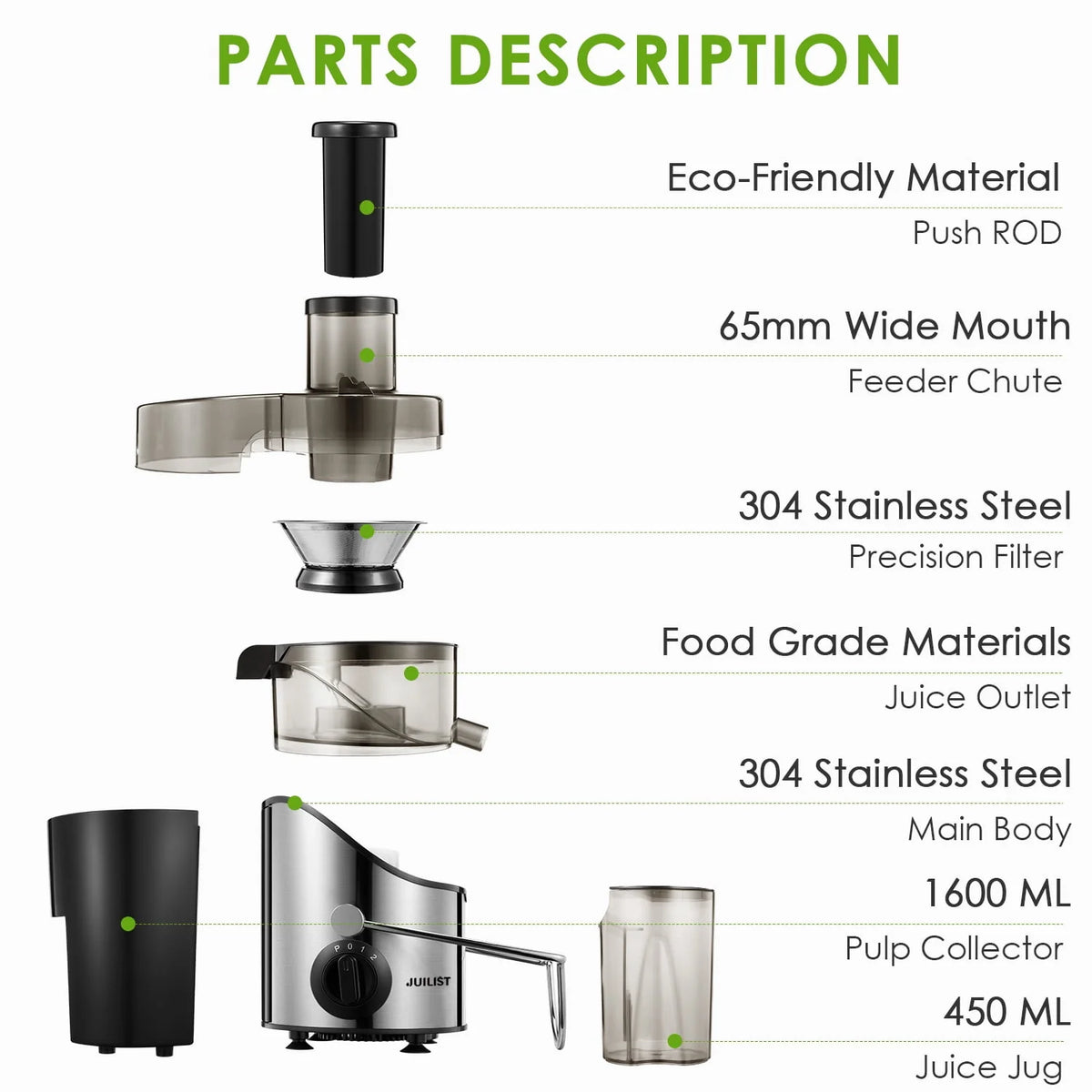 Juicer Extractor 3 Speeds Stainless Steel BPA Free I98210