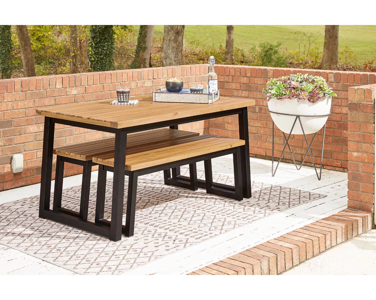 Outdoor Dining Table Set (Set of 3) Brown/Black Q797