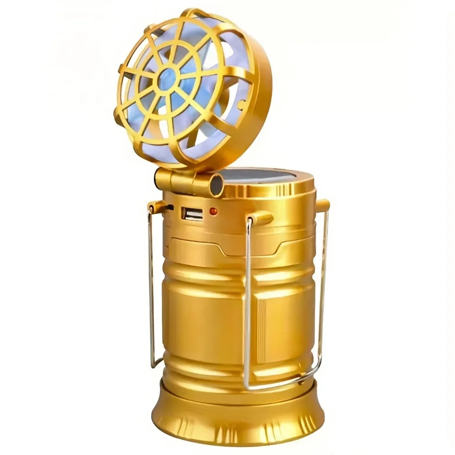 4-In-1 Solar Rechargeable Lantern With Fan And Mobile Phone Charging Port P74853