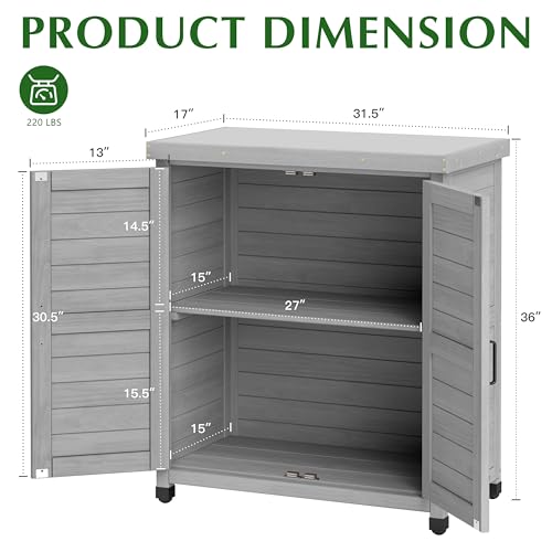 Outdoor Storage Cabinet & Potting Bench Table with Metal Top X300406