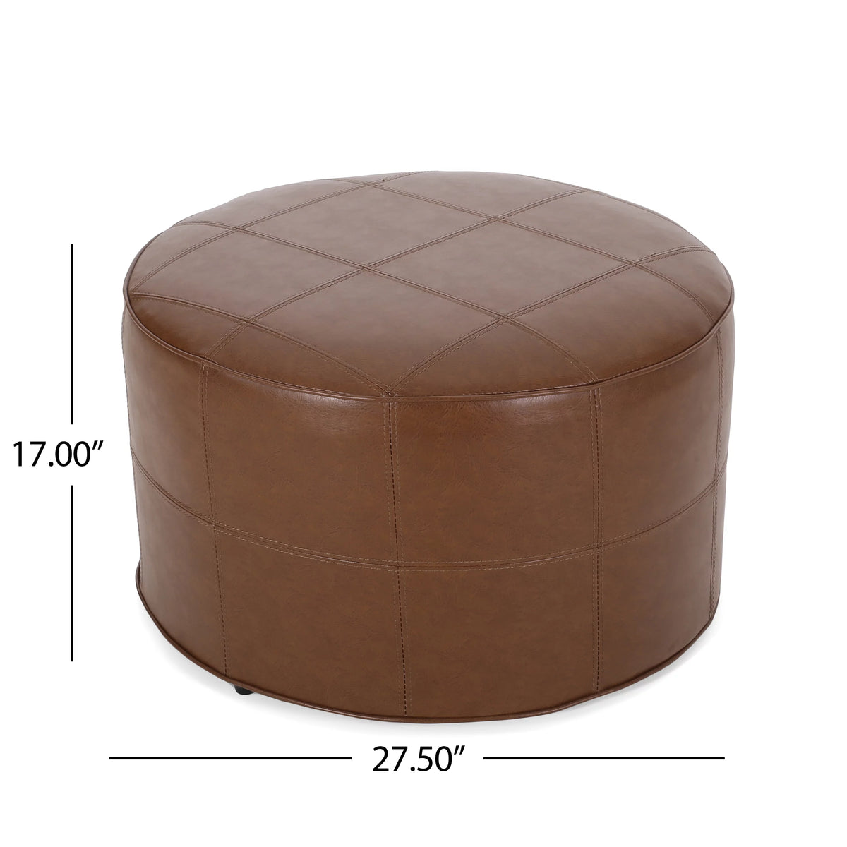 Cognac Brown Faux Leather Ottoman F7278