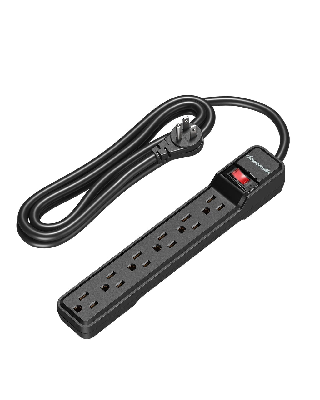 6-Outlet Surge Protector Power Strip with 10ft Extension Cord, Black S821